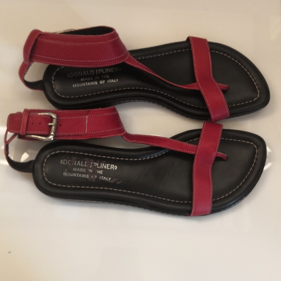 Donald J Pliner Red Leather Sandals, sz 7 - Picture 5 of 8